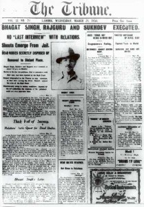 Bhagat_Singhs_Execution_Lahore_Tribune_front_page
